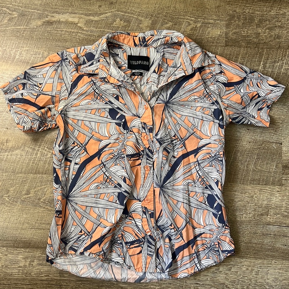 Wildfang Orange and Blue Button Down Shirt